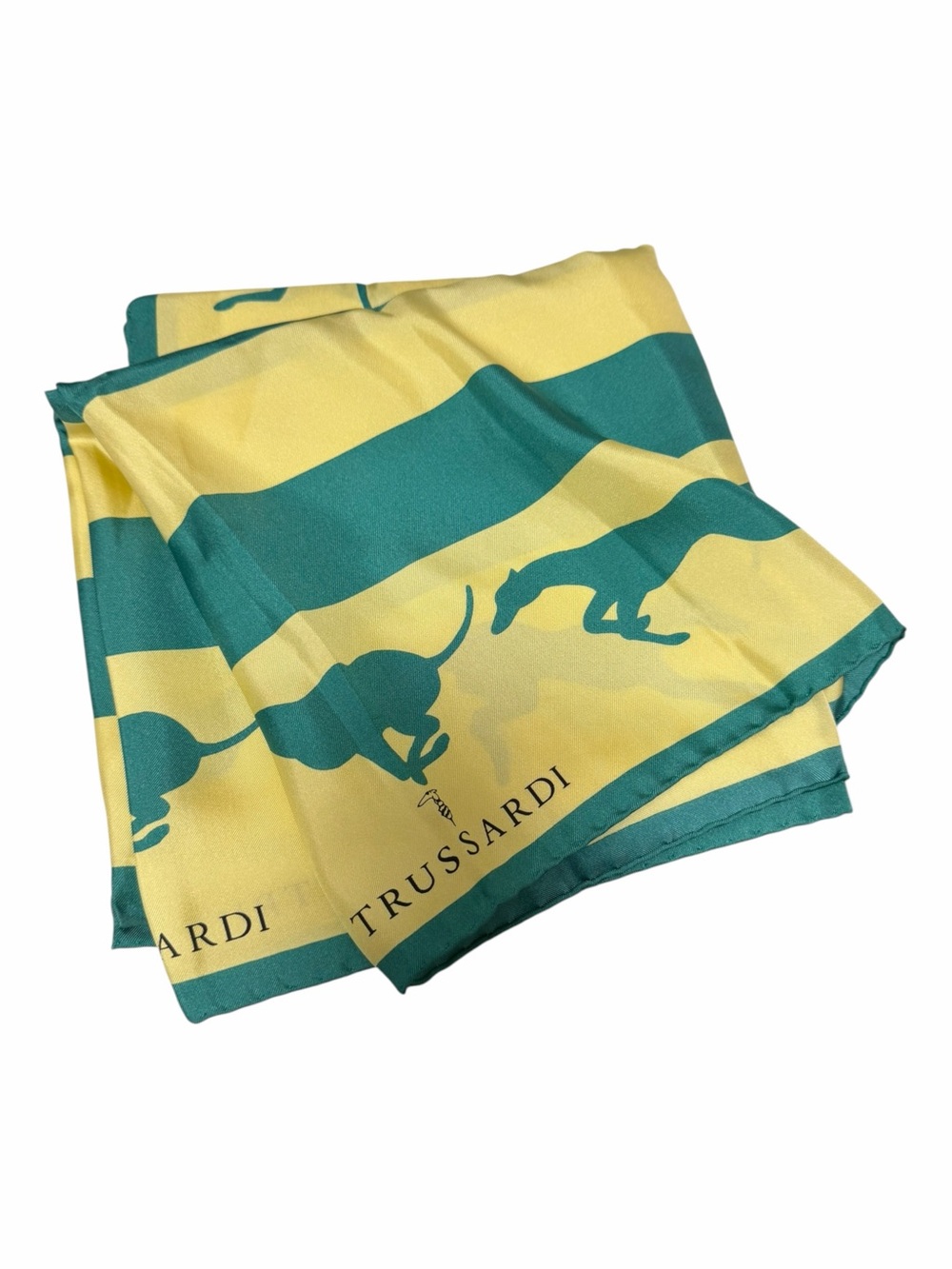 Trussardi Yellow/Turquoise Greyhound Border Scarf